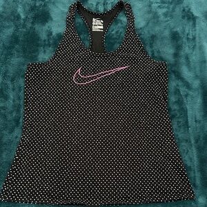Nike Black and White Dotted Tank with Pink Logo